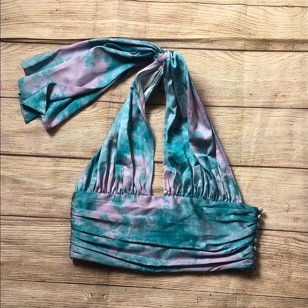 Lovers + Friends Venice Top in the lilac and turquoise tie-dye print